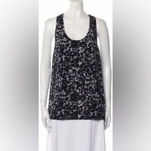 Alexander Wang Black and White Floral Silk Tank Top